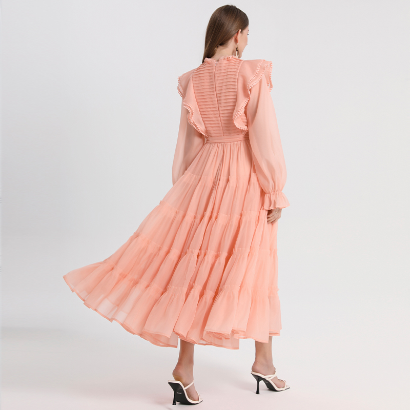 Temperament large yard pinched waist chouzhe dress