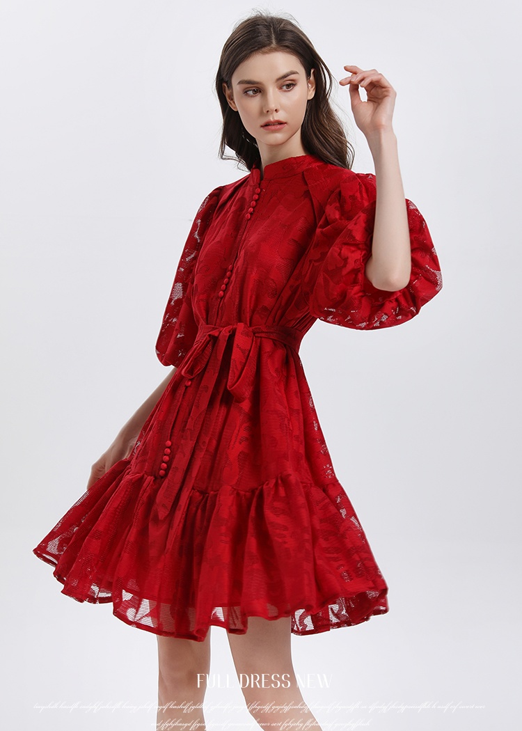 Loose lace European style wood ear short court style jumpsuit