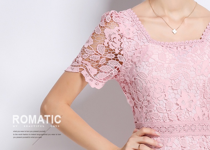 France style elegant ladies square collar gauze long dress