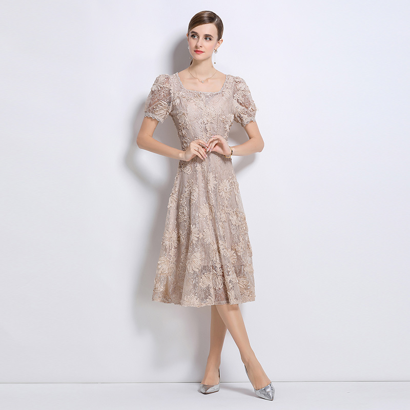 Patterns short sleeve temperament lace dress