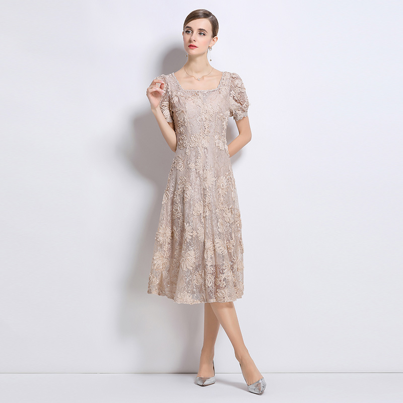 Patterns short sleeve temperament lace dress