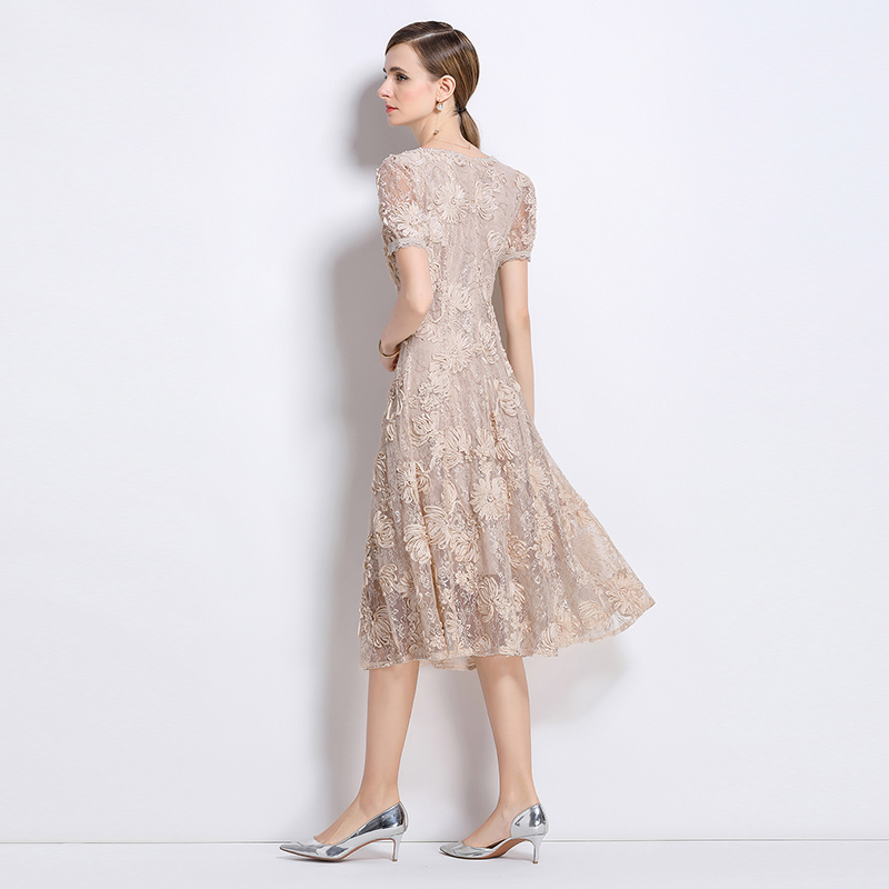 Patterns short sleeve temperament lace dress