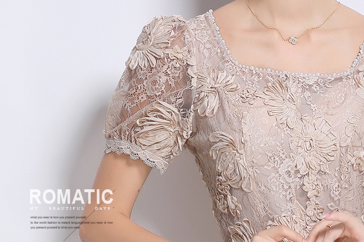 Patterns short sleeve temperament lace dress