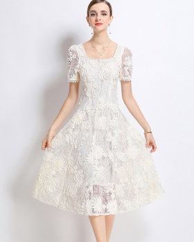 Hollow patterns embroidery temperament beading dress