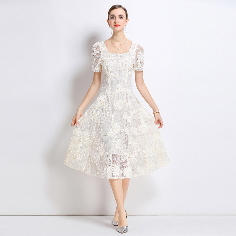 Hollow patterns embroidery temperament beading dress