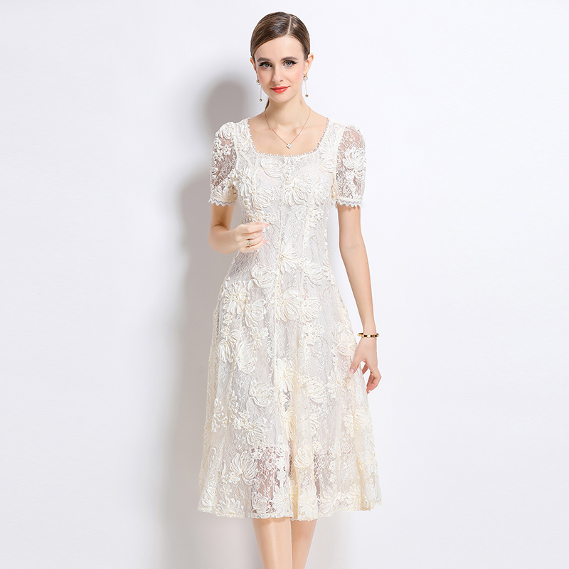 Hollow patterns embroidery temperament beading dress