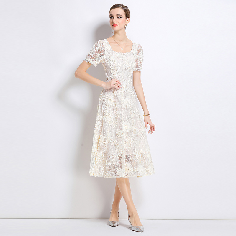 Hollow patterns embroidery temperament beading dress