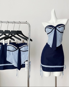 Sling stripe skirt spicegirl package hip cosplay a set