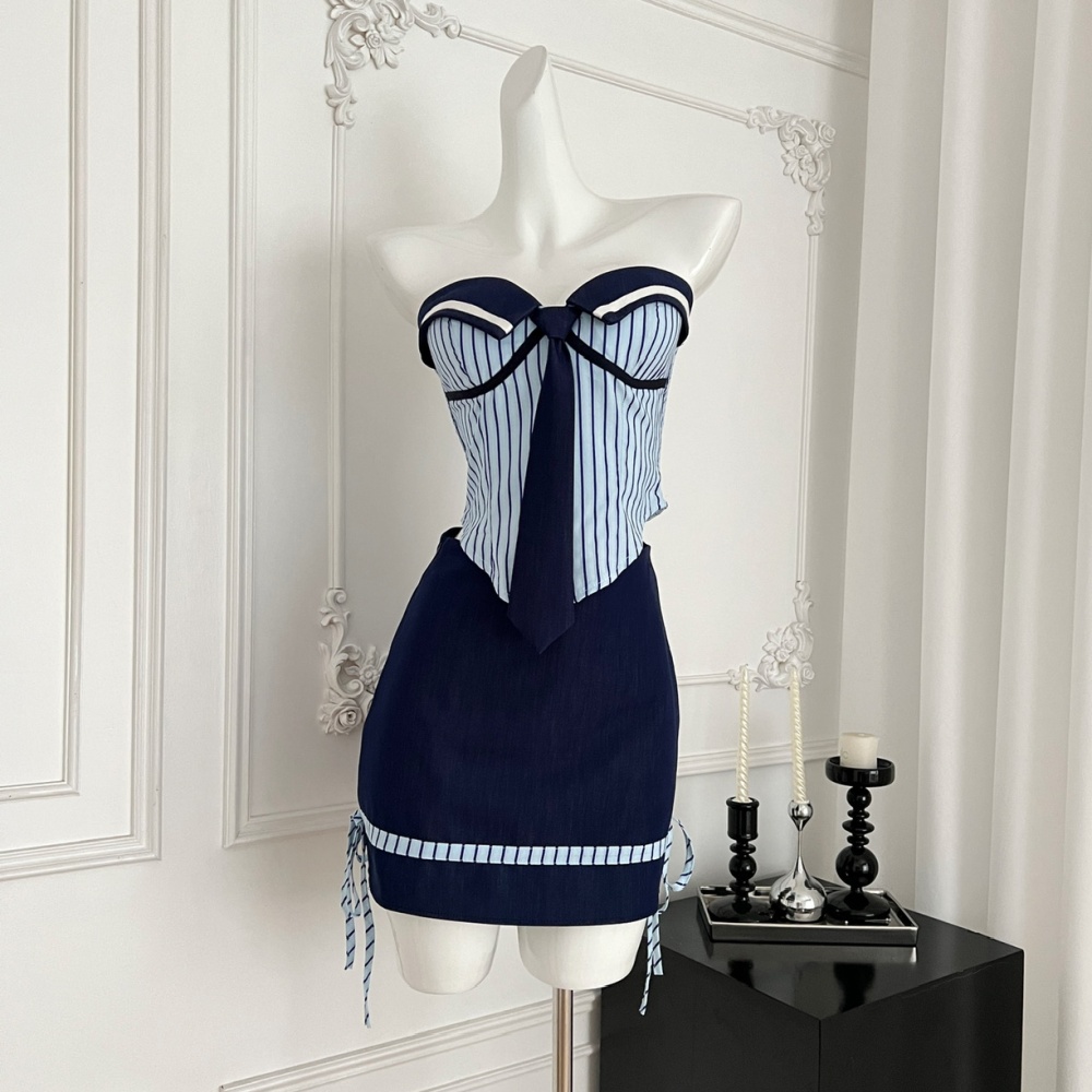 Sling stripe skirt spicegirl package hip cosplay a set