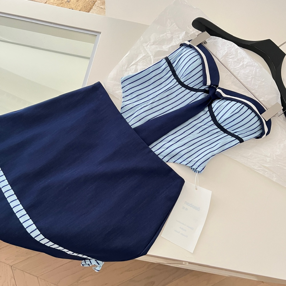 Sling stripe skirt spicegirl package hip cosplay a set