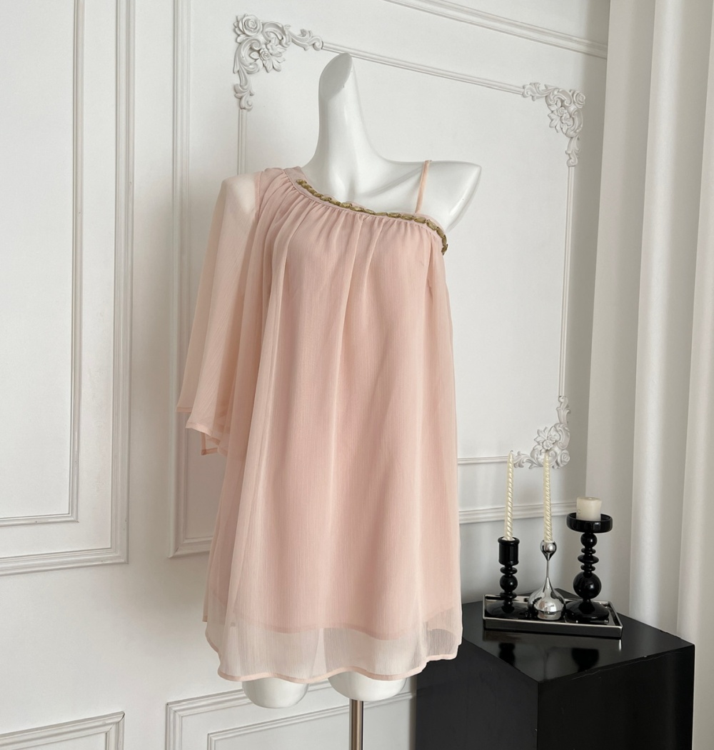 Sling sloping shoulder dress sexy T-back for women