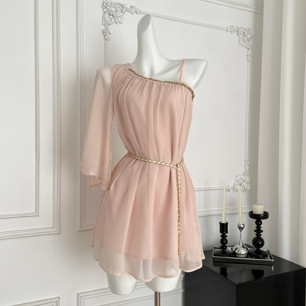 Sling sloping shoulder dress sexy T-back for women