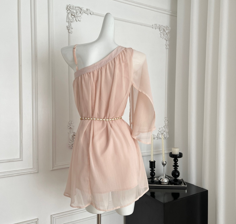 Sling sloping shoulder dress sexy T-back for women