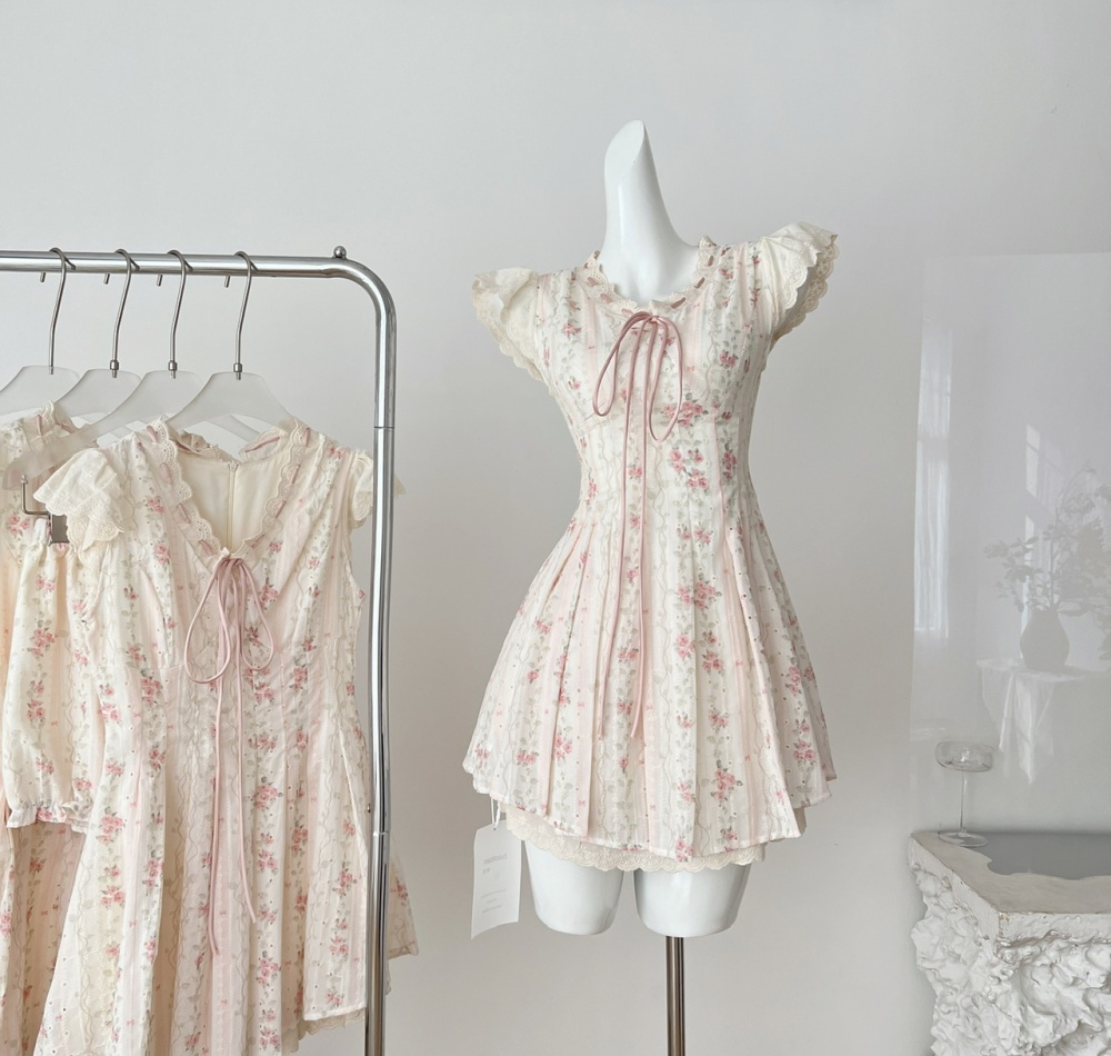 Sweet style maiden summer boats sleeve dress