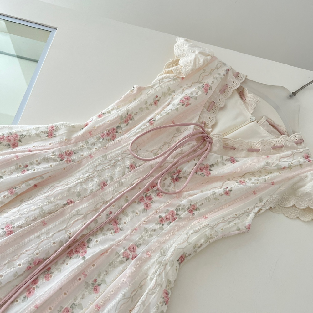 Sweet style maiden summer boats sleeve dress