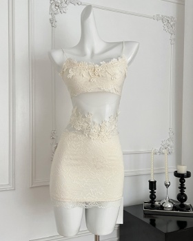 Romantic exquisite sling summer lace patterns dress for women