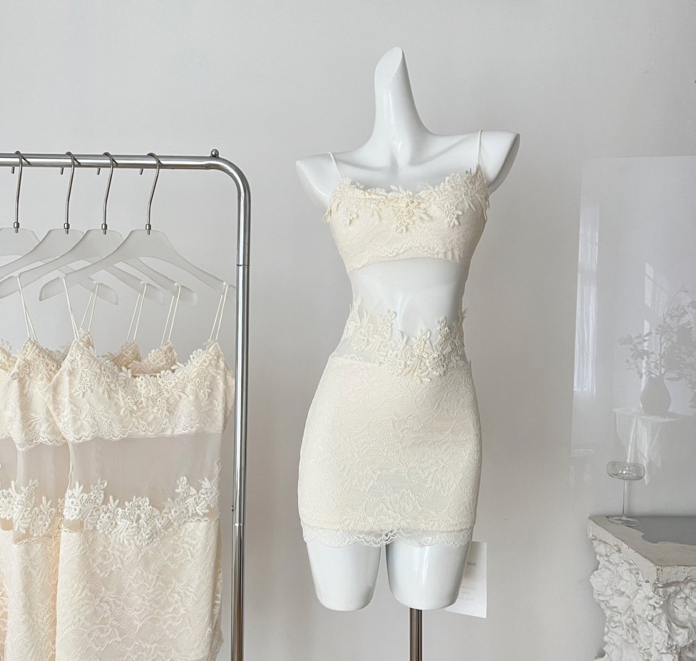 Romantic exquisite sling summer lace patterns dress for women