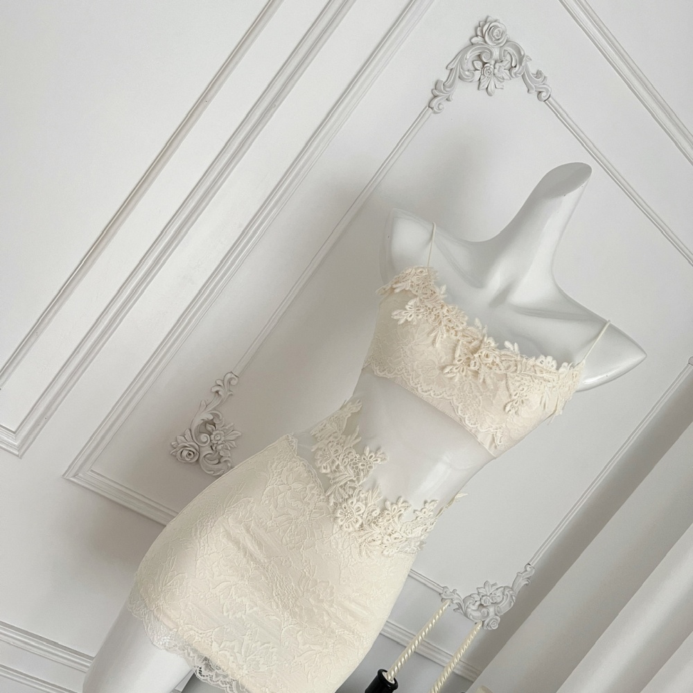 Romantic exquisite sling summer lace patterns dress for women
