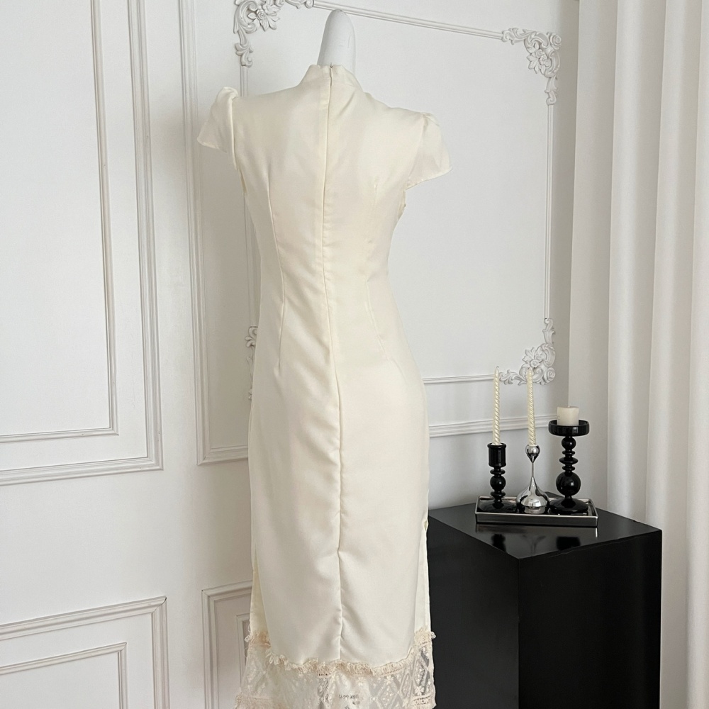 Splice embroidered cheongsam retro dress for women