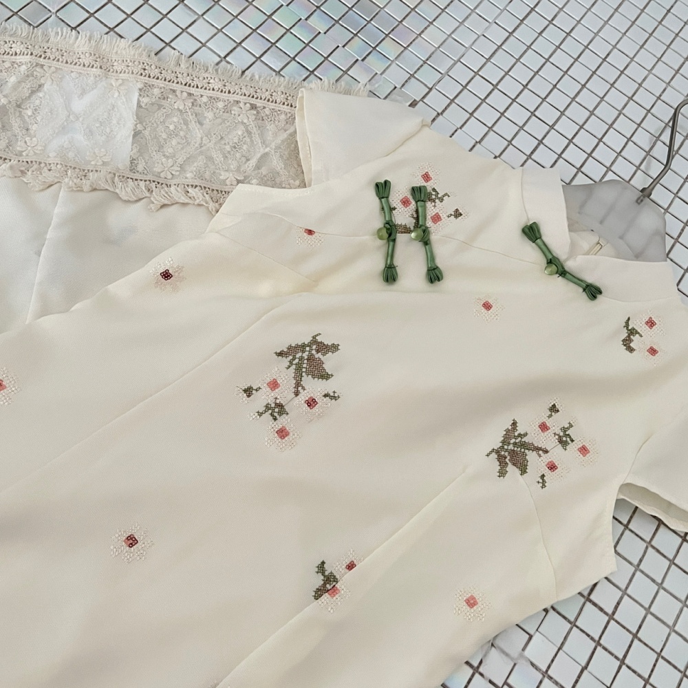 Splice embroidered cheongsam retro dress for women