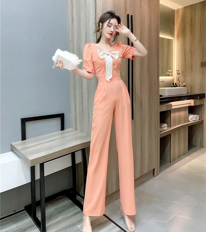 Halter summer bow long pants fashion slim tops 2pcs set