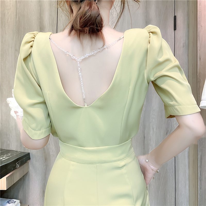 Halter summer bow long pants fashion slim tops 2pcs set