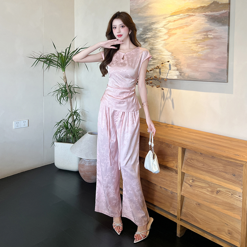 Summer tops fashion long pants 2pcs set