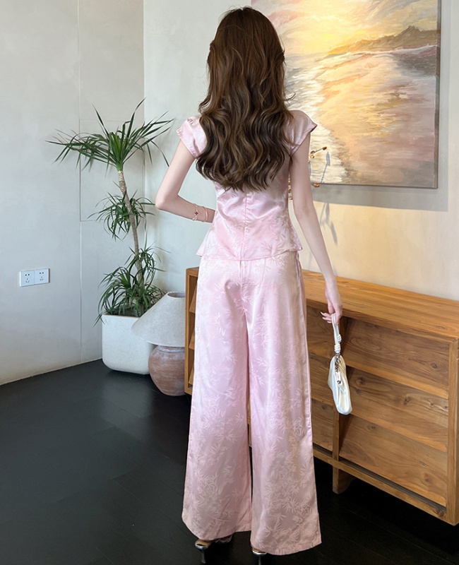 Summer tops fashion long pants 2pcs set