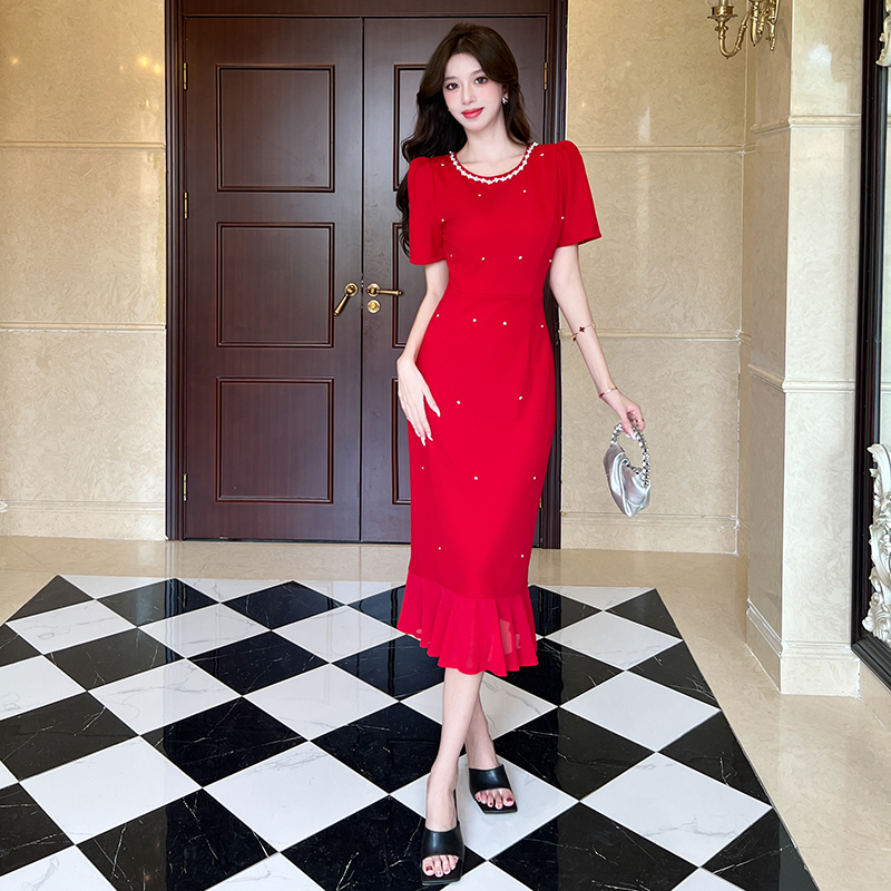 Slim fashion dress summer package hip long dress