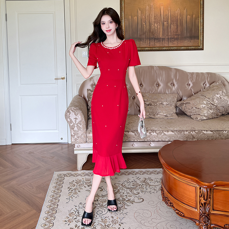 Slim fashion dress summer package hip long dress