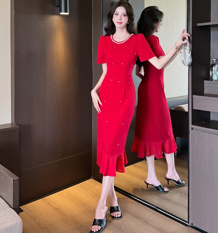 Slim fashion dress summer package hip long dress