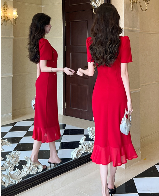 Slim fashion dress summer package hip long dress