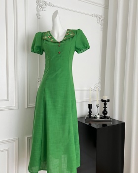 France style retro long dress slim summer dress for women