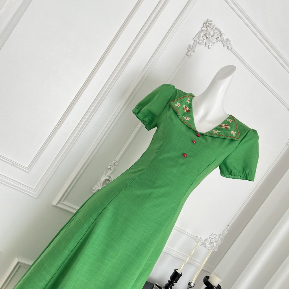 France style retro long dress slim summer dress for women