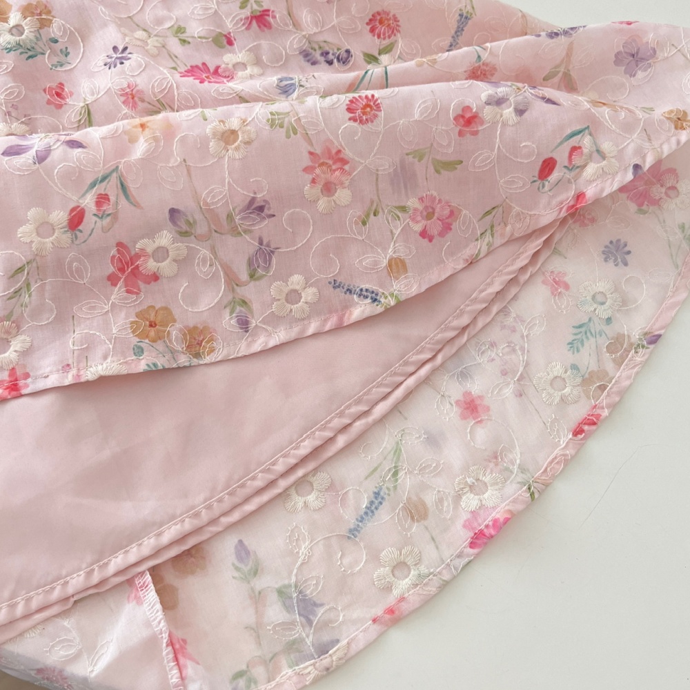 Lapel floral embroidery dress summer maiden T-back