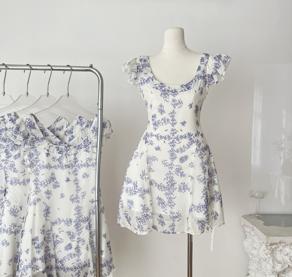 Floral pinched waist summer dress for women