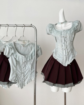 Spicegirl pleated shirt maiden skirt 2pcs set for women