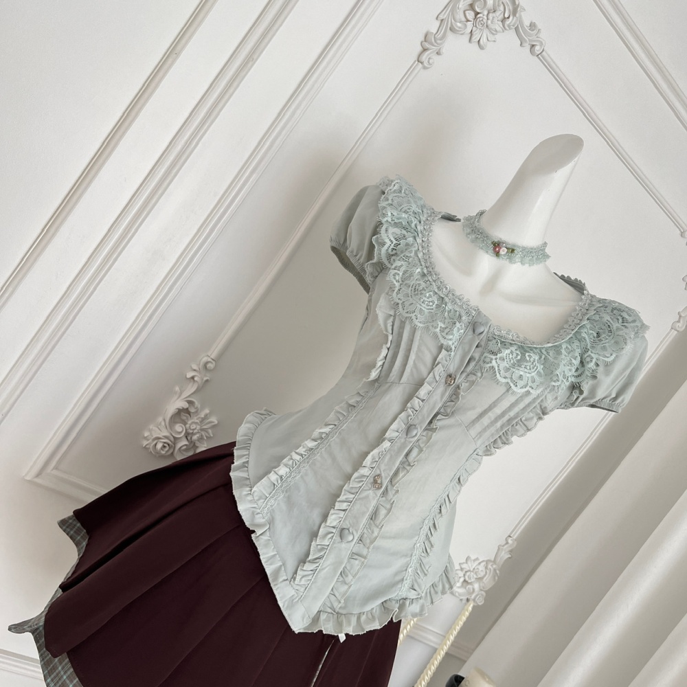 Spicegirl pleated shirt maiden skirt 2pcs set for women