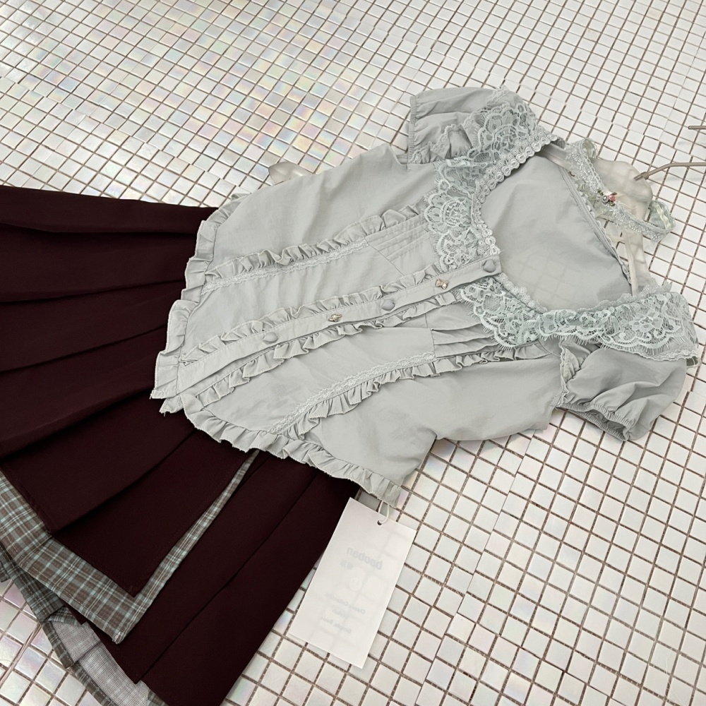 Spicegirl pleated shirt maiden skirt 2pcs set for women
