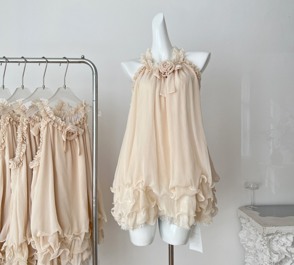 Summer Korean style sleeveless swan dress for women