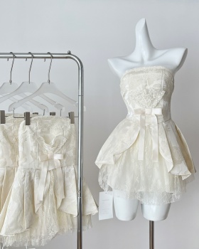 Jacquard wrapped chest sling sweet dress