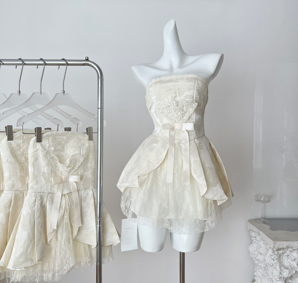 Jacquard wrapped chest sling sweet dress