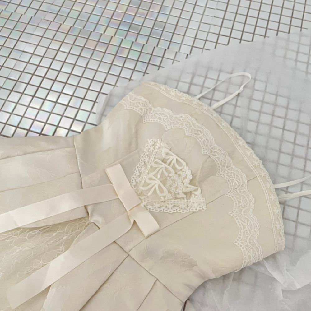 Jacquard wrapped chest sling sweet dress