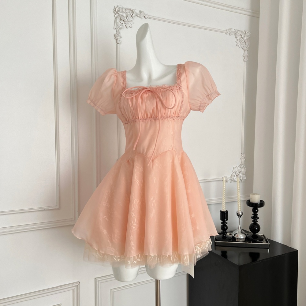 Slim thick and disorderly skirt hem lace five lady dress