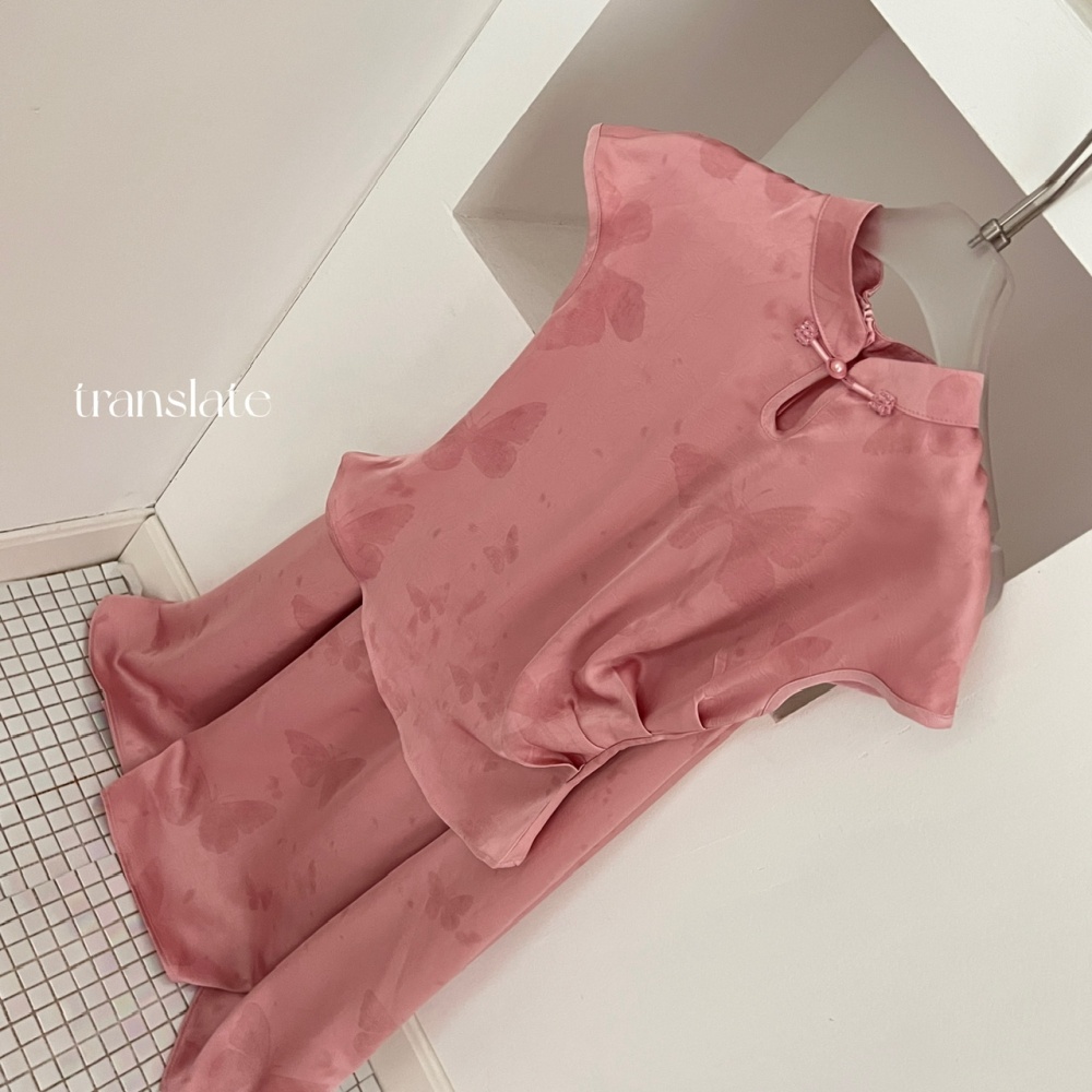 Butterfly cheongsam skirt a set for women