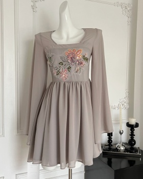 Chinese style gray Han clothing embroidered dress