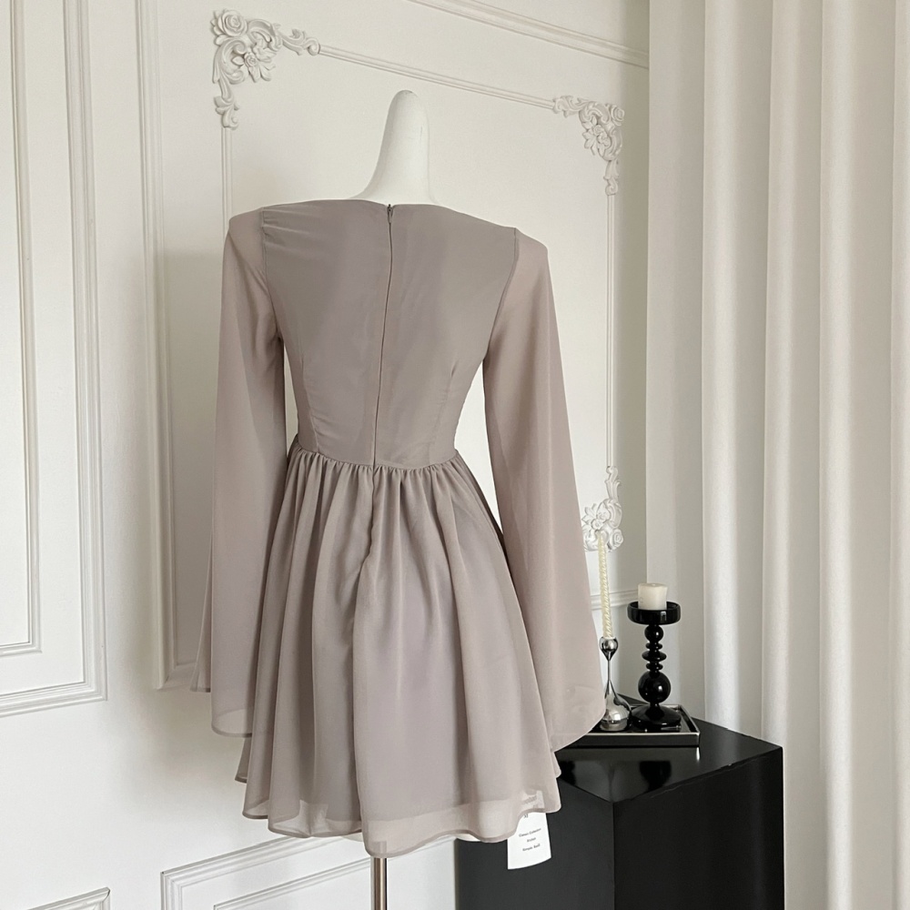 Chinese style gray Han clothing embroidered dress