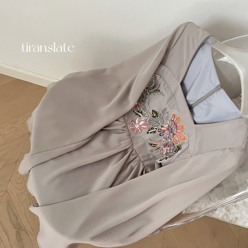 Chinese style gray Han clothing embroidered dress