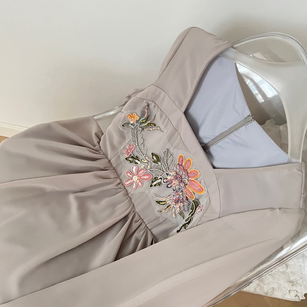 Chinese style gray Han clothing embroidered dress