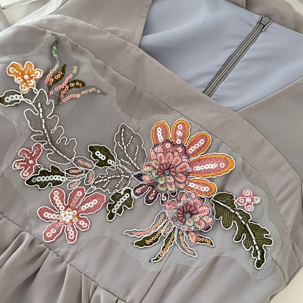 Chinese style gray Han clothing embroidered dress